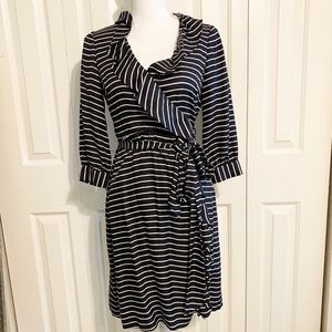 Kate Spade  Silk stripped Black dress size 2